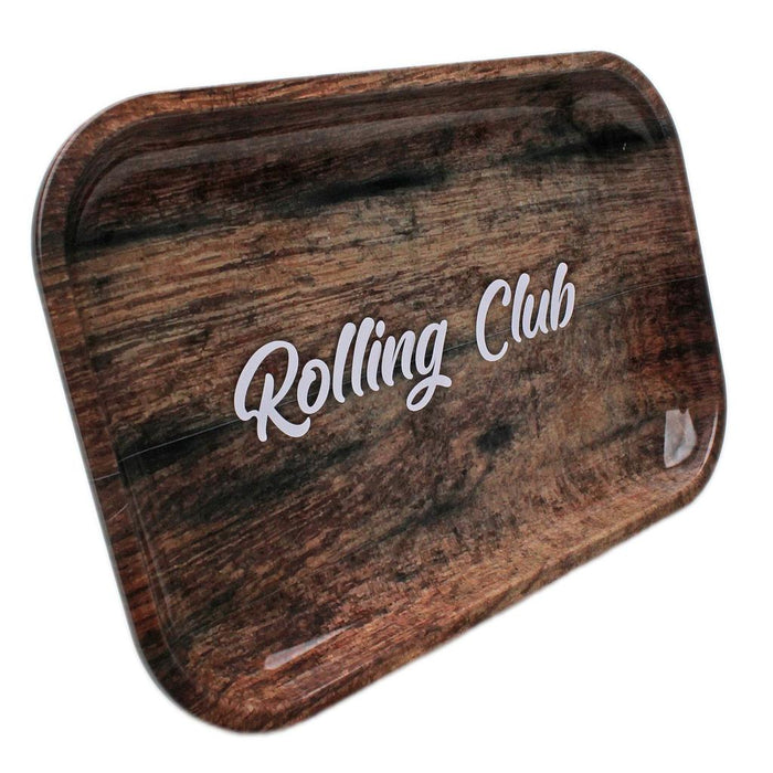 Rolling Club - Metal Rolling Tray - Woodgrain